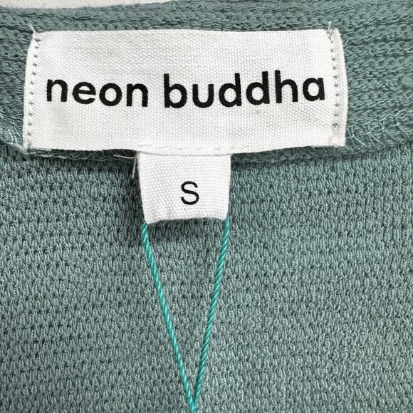 NWT Neon Buddha Green White Long Sleeve Button Down Cardigan Womens Small - Picture 7 of 7